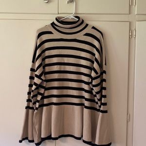 Cream and black striped sweater bell sleeves